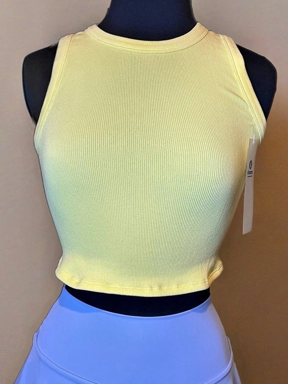 Mono B Flexform Muscle Tank – Yellow Ribbed Crop Top